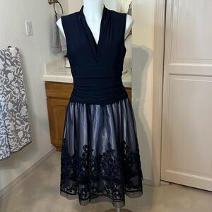 Beautiful Navy and Tulle Fit and Flare Dress